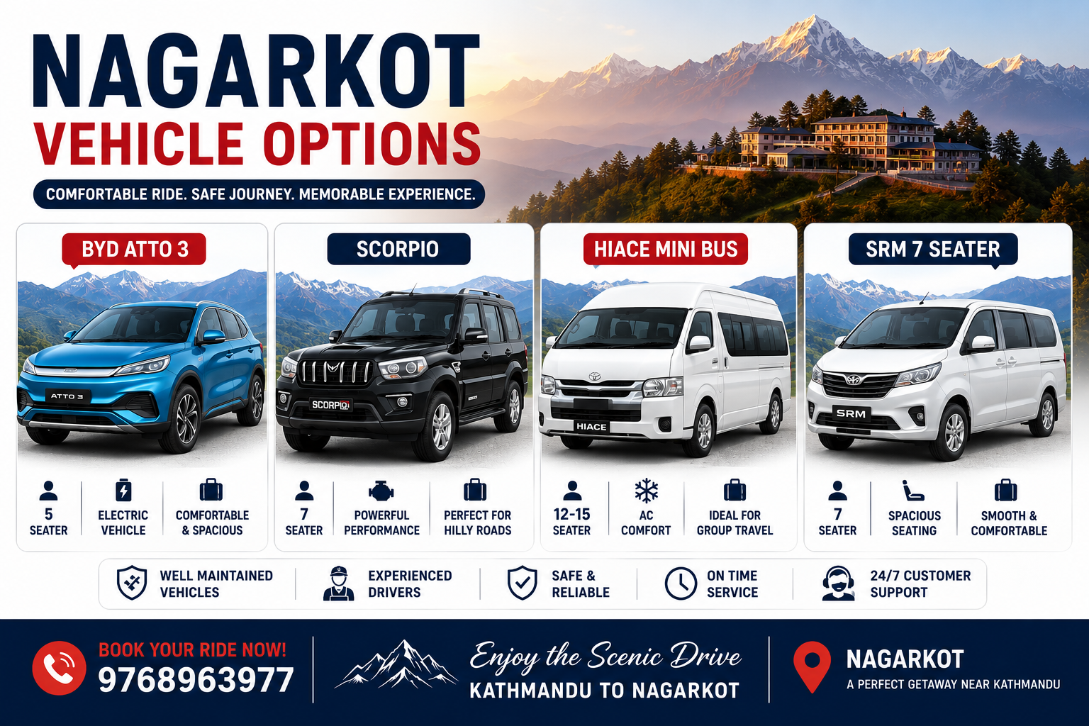 vehicle options for nagarkot